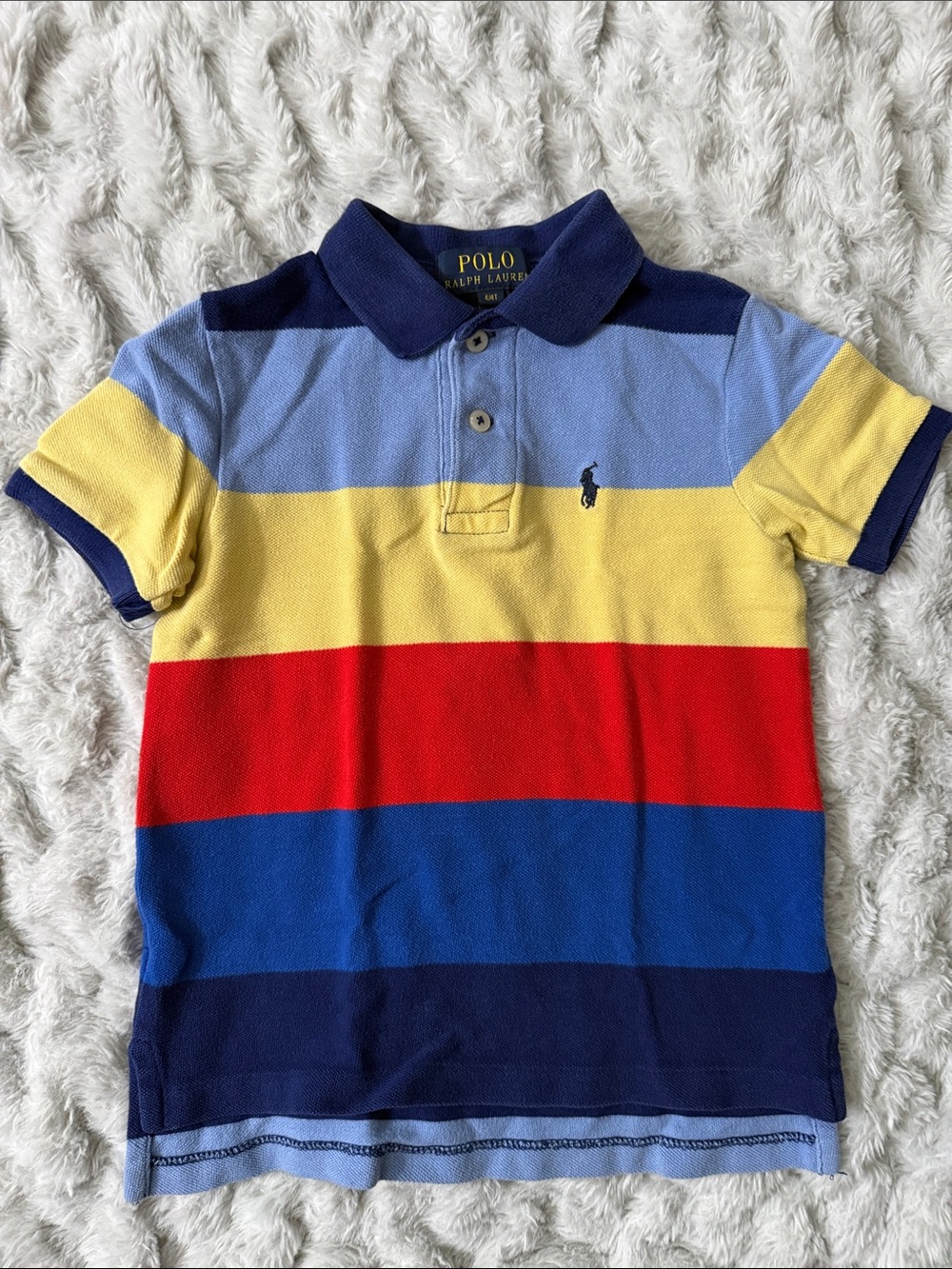 Polo by Ralph Lauren Boys' Striped Polo - Navy/Light Blue/Yellow/Red/Royal